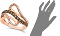 Le Vian Chocolate by Petite Chocolate and White Diamond Wave Ring (5/8 ct. t.w.) in 14k Rose Gold